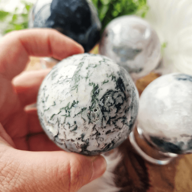 Moss agate sphere 