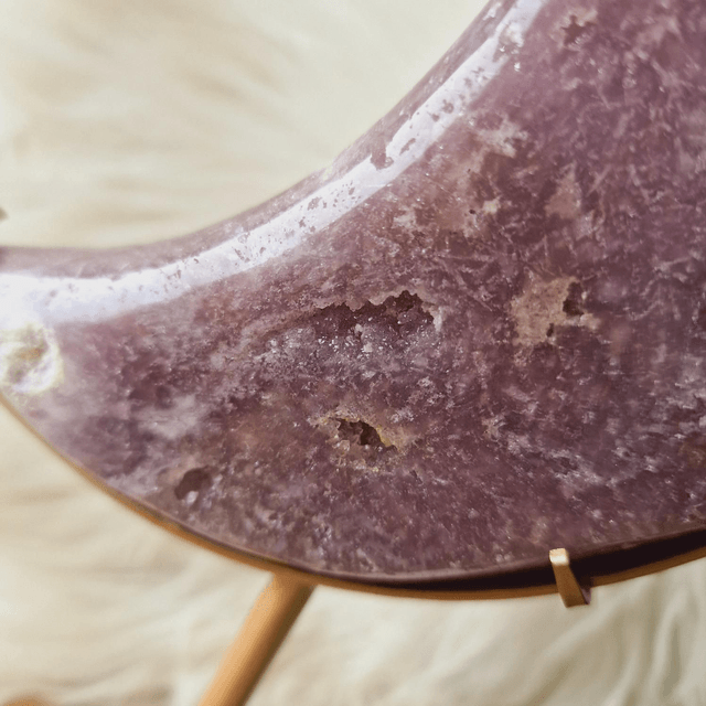 Pink Amethyst Moon on Gold Stand 570g