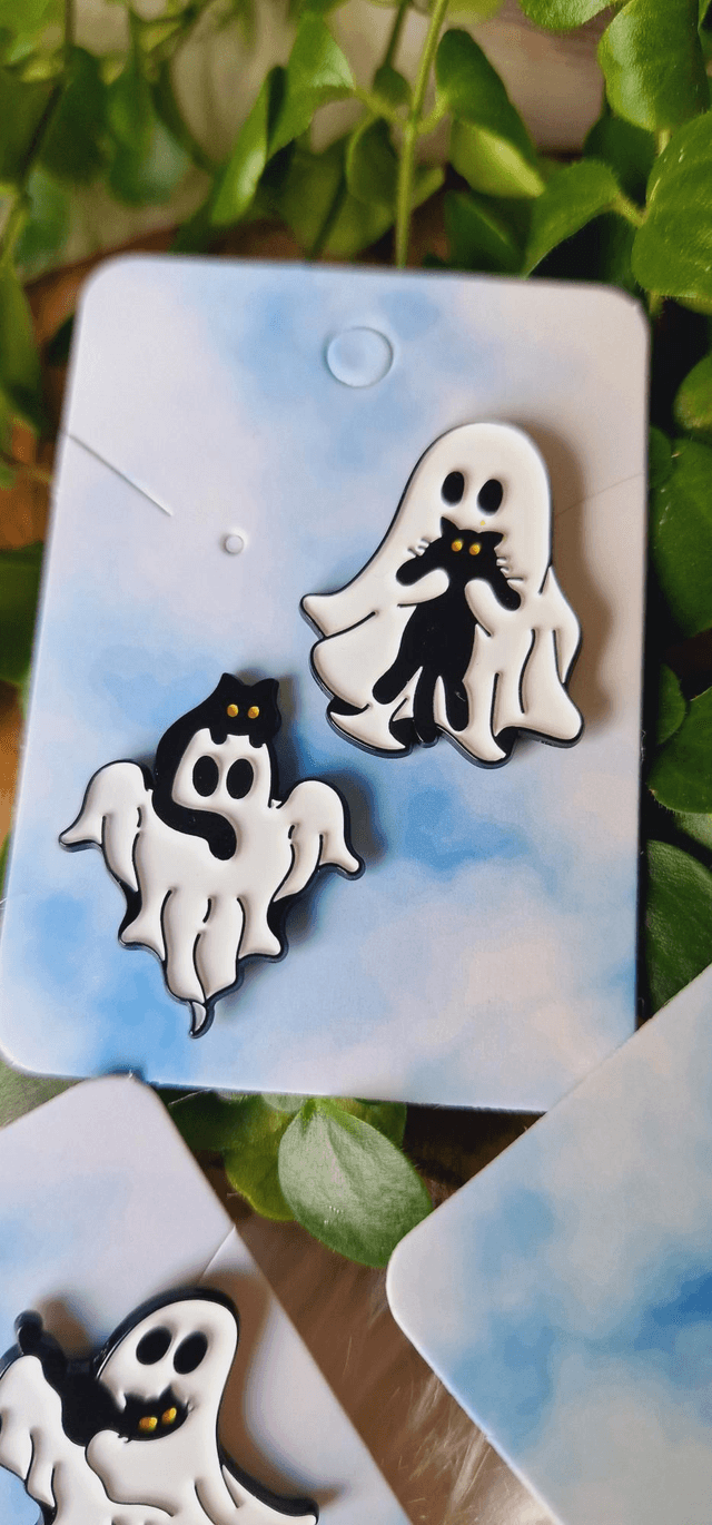 Ghost and Cat Pin Badges