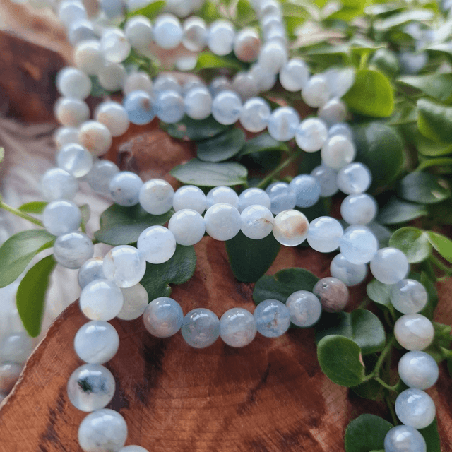 Aquamarine 7mm beaded bracelet 