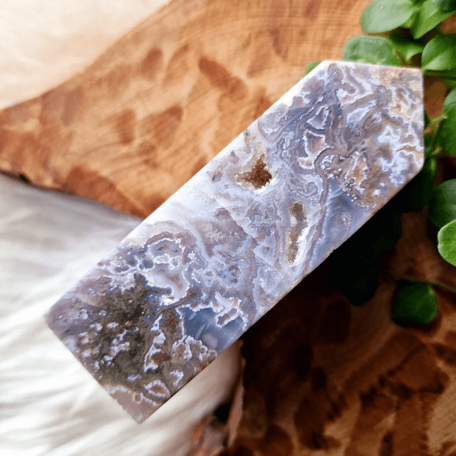 Pink Moss Agate 4 sided point 