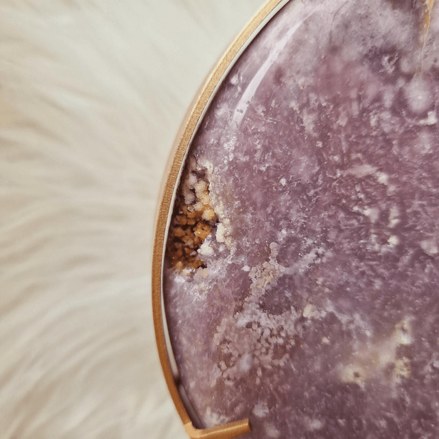 Pink Amethyst Moon on Gold Stand 570g