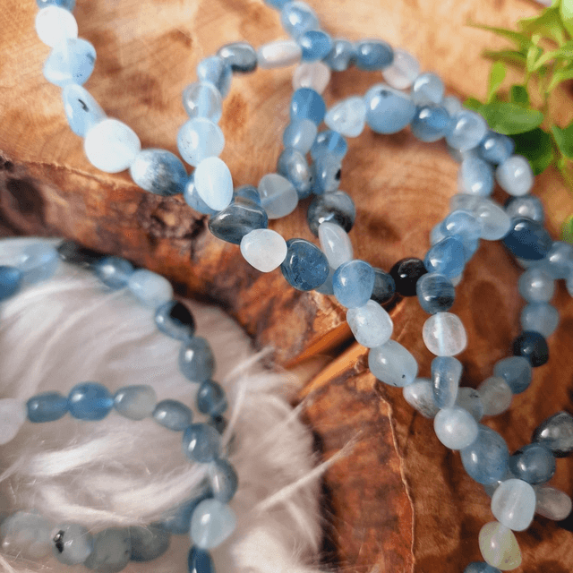 Aquamarine Freeform Beaded Bracelet 