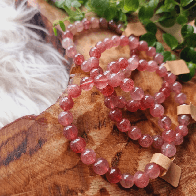 Strawberry Quartz Beaded Bracelet 