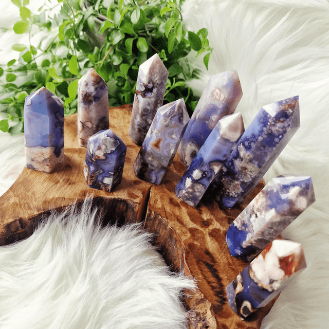 Blue Flower Agate Points 