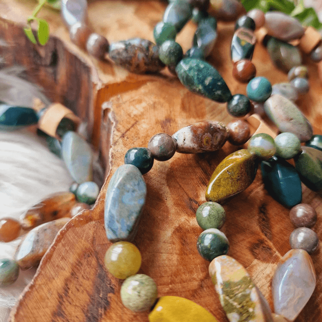 Ocean Jasper Twisted Mixed Beaded Bracelet 