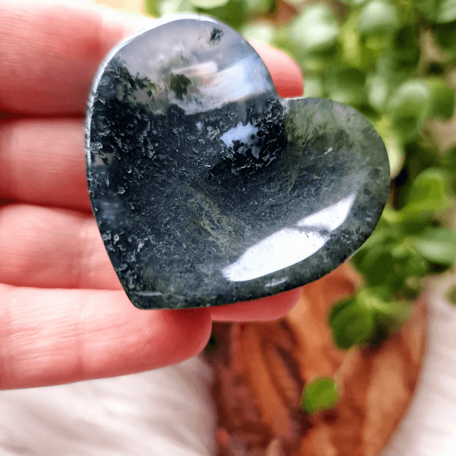 Moss Agate Small Heart Bowl