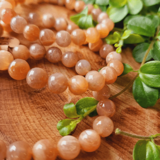 Peach Moonstone 8mm Beaded Bracelet 