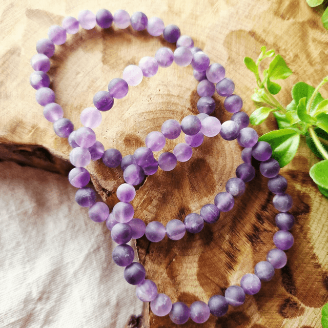 Matt amethyst 6mm beaded bracelet 