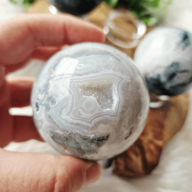 Moss agate sphere 