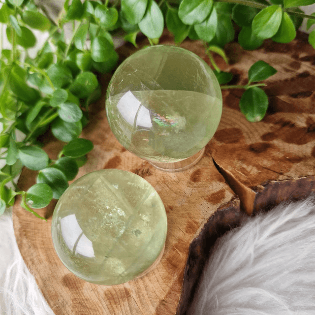 Lime green Fluorite spheres