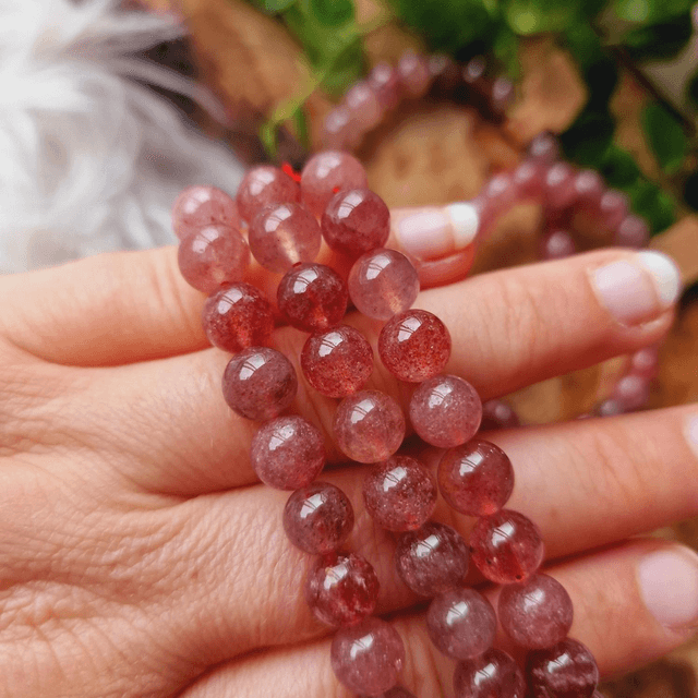 Strawberry Quartz Beaded Bracelet 