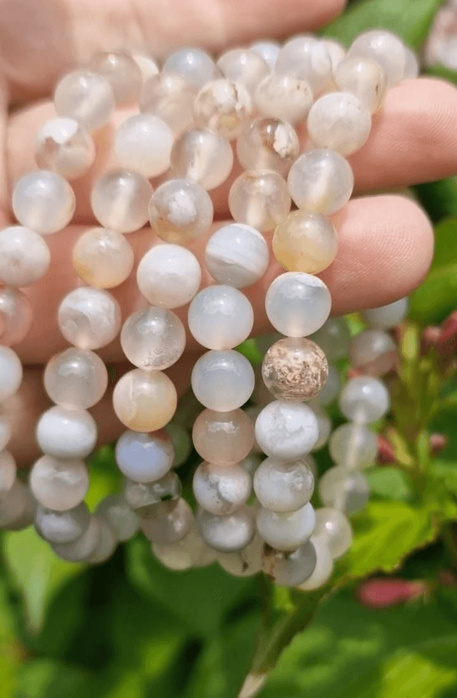 Flower Agate 8mm beaded bracelet 