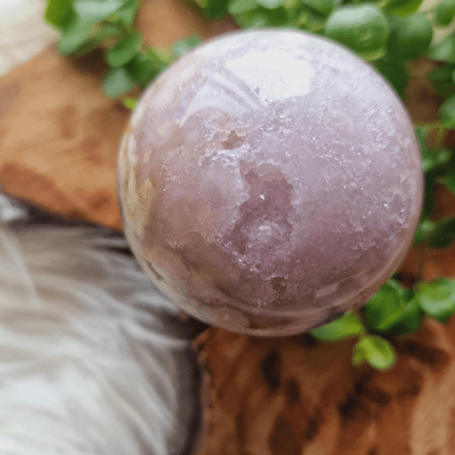 Pink Amethyst And Flower Sphere - E 300g