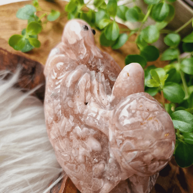 Pink Amethyst Octopi and Turtle Carving 