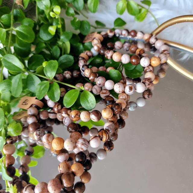 Australian zebra jasper 8mm beaded bracelet 