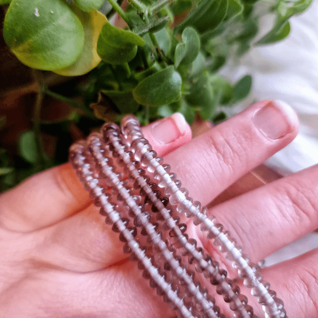 Smokey Quartz Disc Shaped Beaded Bracelet 