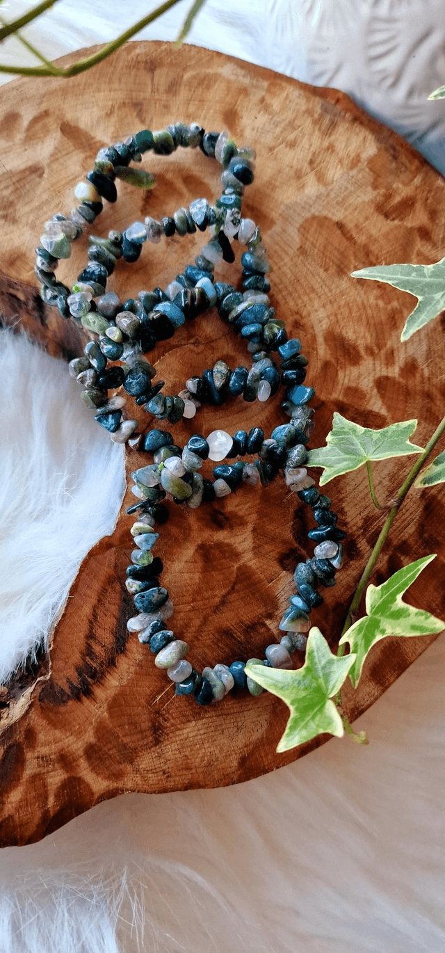 Moss Agate Chip Bracelet 