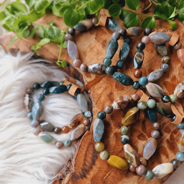 Ocean Jasper Twisted Mixed Beaded Bracelet 