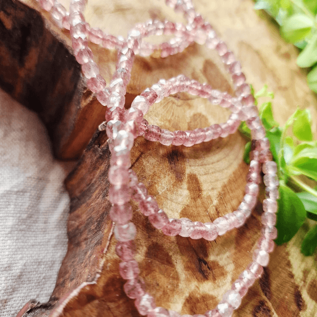 Strawberry quartz sugar cube faceted bracelet 