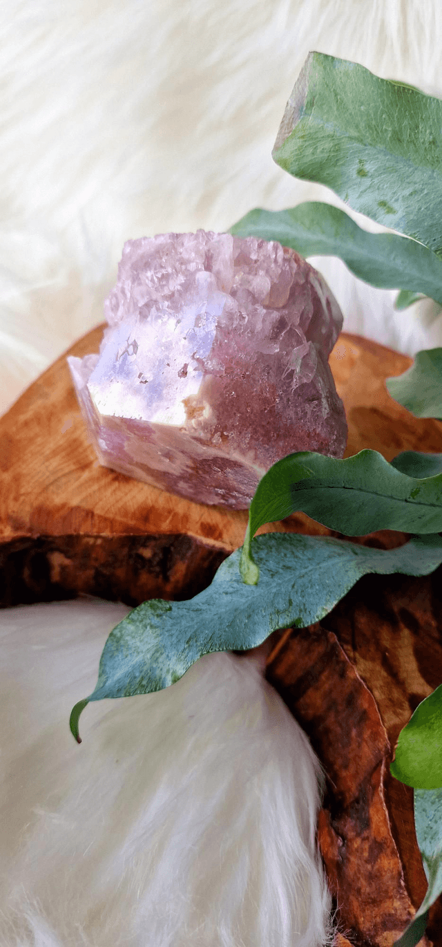 Pink Amethyst Freeform with druzy quartz 