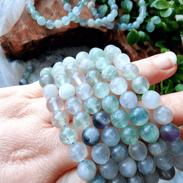  Fluorite Pastel 8mm Beaded Bracelet 