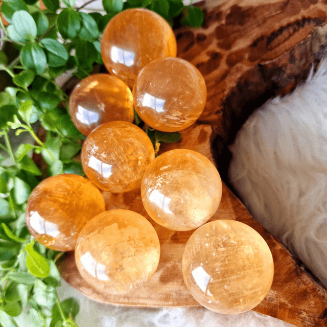 Honey Calcite Spheres 