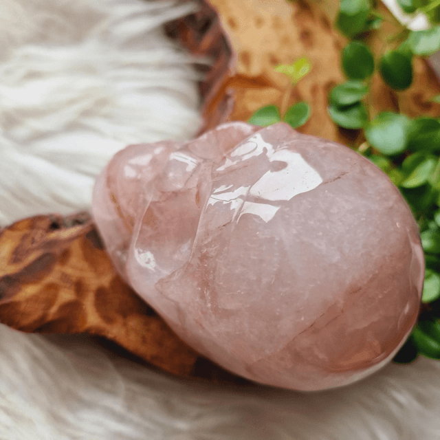 Fire Quartz Skull Carving 593g