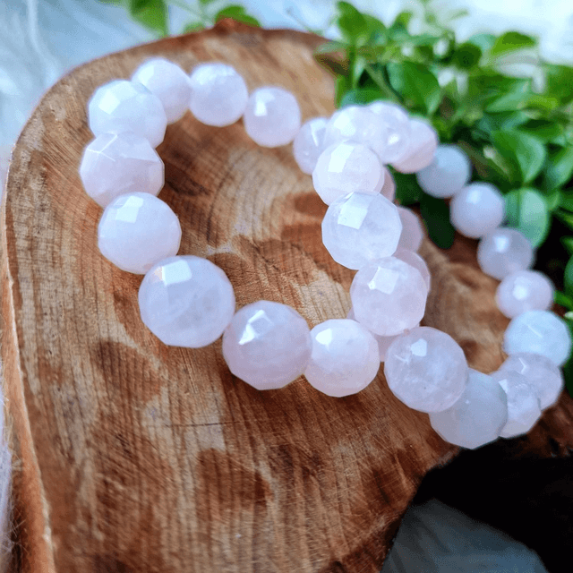 Rose Quartz Faceted 12mm Beaded Bracelet 