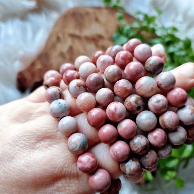 Cream Rhodonite Beaded Bracelet 