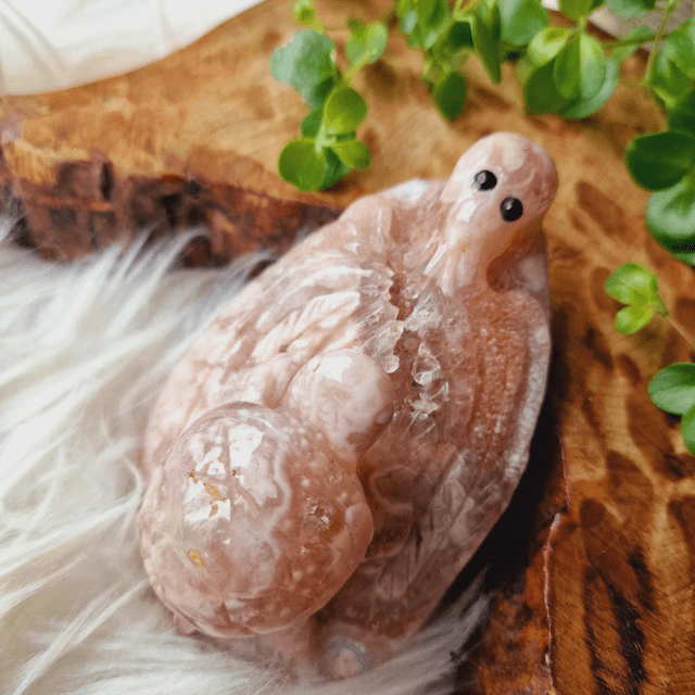 Pink Amethyst Octopi and Turtle Carving 