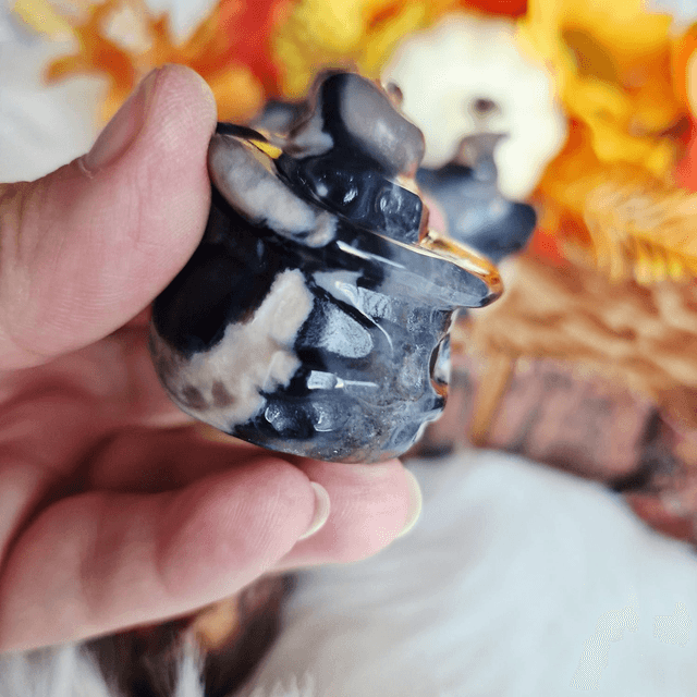 Volcano Agate Witches hat pumpkin 