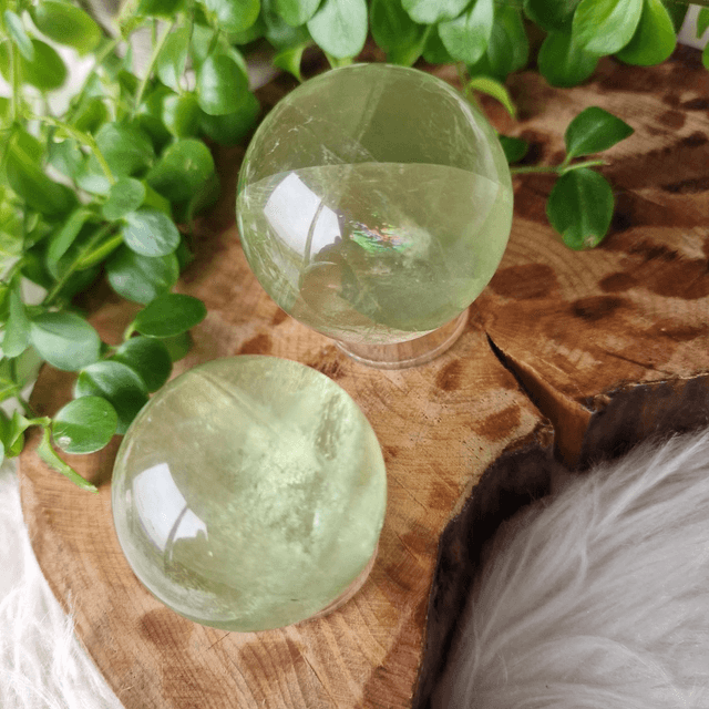 Lime green Fluorite spheres