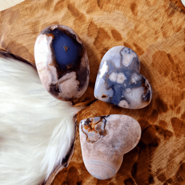 Blue Flower Agate Heart or Palm