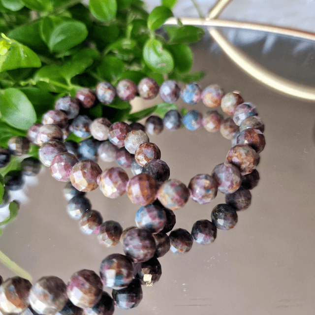 Ruby and Sapphire faceted 8mm beaded bracelet 