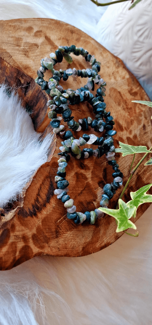Moss Agate Chip Bracelet 