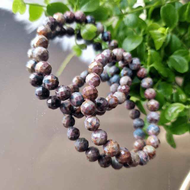 Ruby and Sapphire faceted 8mm beaded bracelet 
