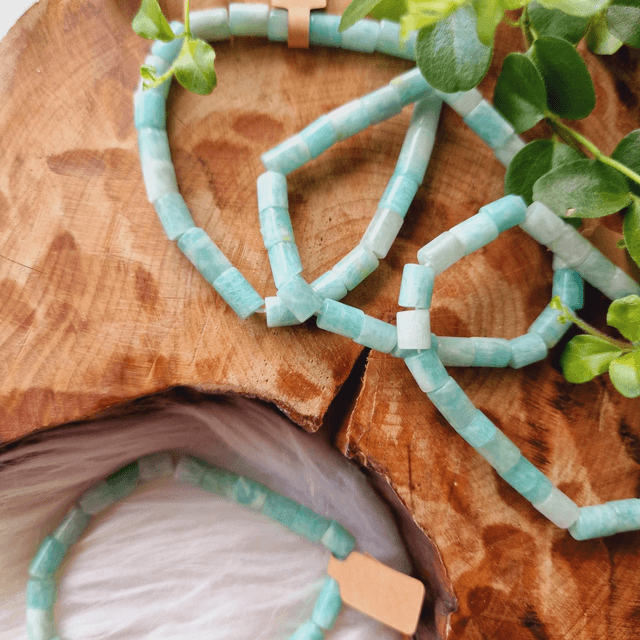 Amazonite cylindrical 6mm beaded bracelet 