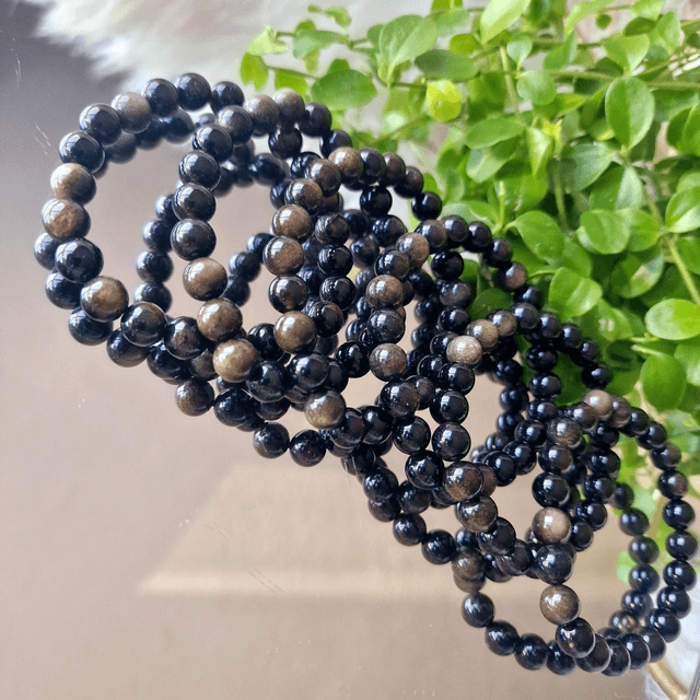 Golden sheen obsidian 8mm beaded bracelet 
