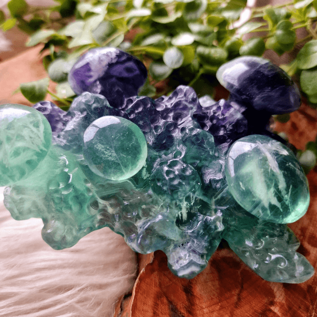 Fluorite Mushrooms Carving 