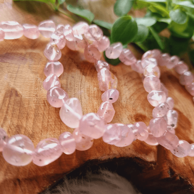 Rose Quartz Mongolian star pebble shapped bracelet 