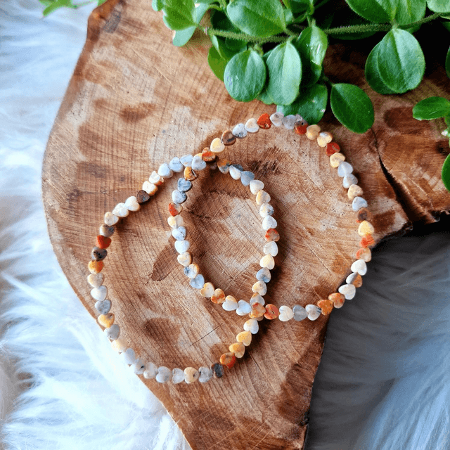 Crazy Lace Agate 2mm Hearts Beaded Bracelet 