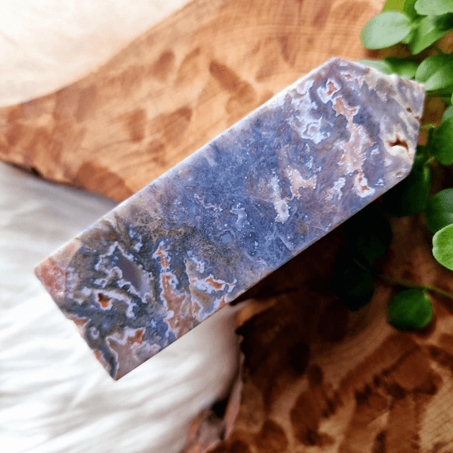 Pink Moss Agate 4 sided point 