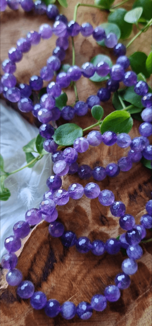 Amethyst Faceted 8mm Beaded Bracelet 