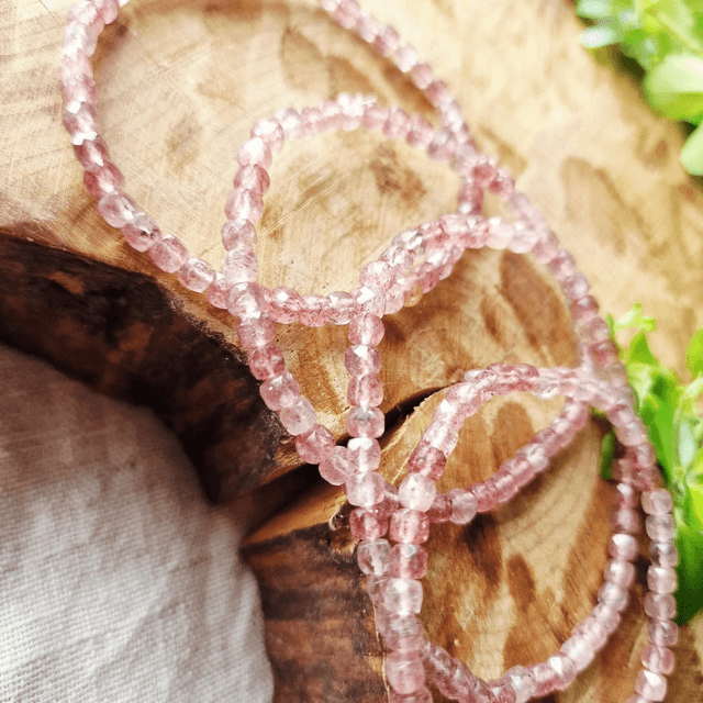 Strawberry quartz sugar cube faceted bracelet 