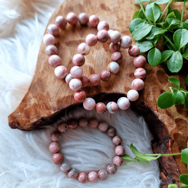 Cream Rhodonite Beaded Bracelet 