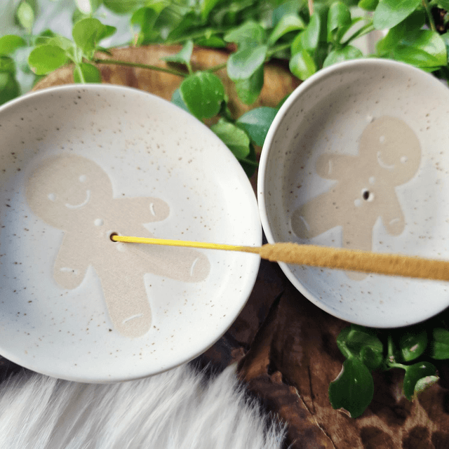 Gingerbread man ceramic incense holder 