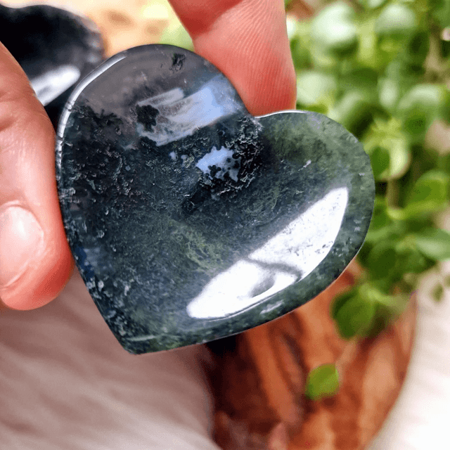 Moss Agate Small Heart Bowl