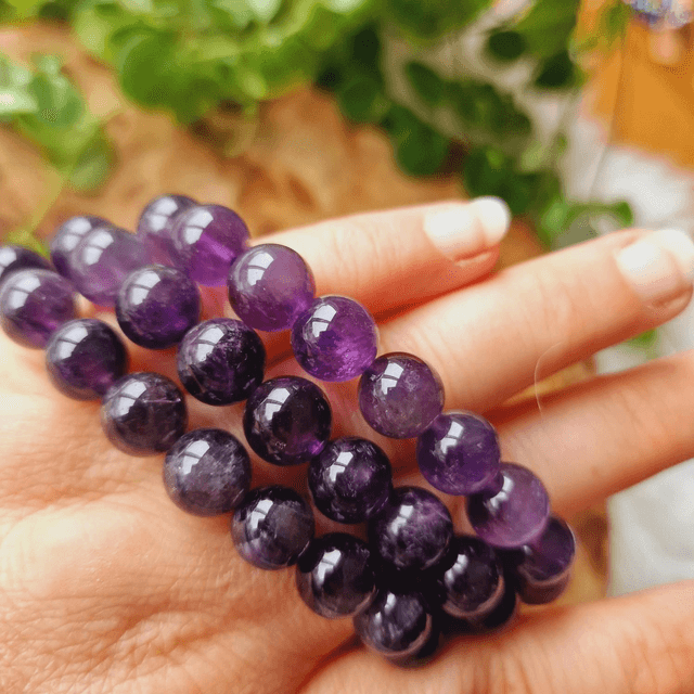 Amethyst Larger 11mm Beaded Bracelet 