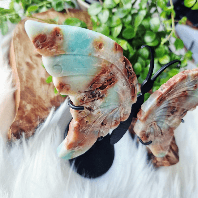 Carribean calcite butterfly wings on stand 173g